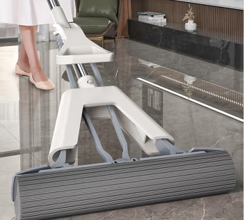 雅高膠棉拖把共2個(gè)拖把頭 吸水海綿拖把不銹鋼桿擠水免手洗